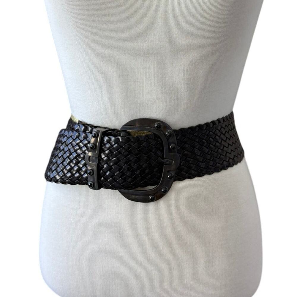 Pat Areias Braided Black Leather Belt – Handcrafted Western Style – Size 32